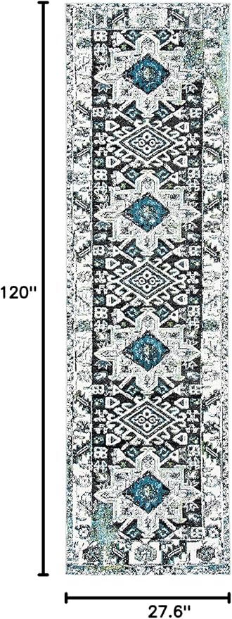 SAFAVIEH Vintage Hamadan Collection Runner Rug - 2'3" x 10', Dark Grey & Ivory, Traditional Persian Design, Non-Shedding & Easy to Clean, Ideal for Hallway, Foyer, Entryway, Bedroom (VTH211H)