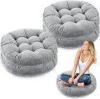 Jerify Floor Pillow Cushions Large Round Square Large Meditation Floor Pillow for Classroom Adult Meditation Picnic Party Seating Learning Daycare School(Round,Light Grey,4 Pcs)