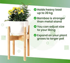 Plant Stand Indoor - Corner, Table and Floor Planter Holder - Adjustable, Durable Bamboo Wood - Fits 8, 10, 12-inch Dia Small, Mid-Large, Tall or Short Pot Sizes