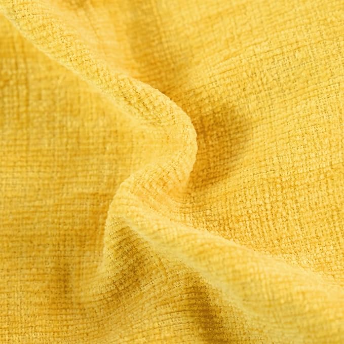 CaliTime Throw Pillow Covers Decorative 18 X 18 Inches Pack of 2 Cotton Thread Stitching Edges Solid Dyed Soft Chenille Cushion Cases for Couch Sofa Bed Living Room Farmhouse Mustard Yellow