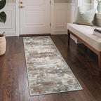 GENIMO Washable Rugs 2x5 Runner Rugs for Hallway Kitchen, Modern Lightweight Rug Ultra Soft Indoor Runner Rugs for Entryway, Low Pile Carpet with Non Slip Backing, Grey Brown Beige
