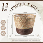 12 Pcs Seagrass Plant Basket with Plastic Liners Woven Stylish Planter Baskets Bulk Indoor Outdoor Plants Woven Wicker Baskets for Flower Pots Cover and Room Decor Small (Small,Scandinavian)