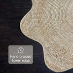 Chardin Home Hand Woven Natural Jute Braided Rug – 6 Ft Round Scalloped Rug | Rustic Boho Farmhouse Reversible Rug for Entryway, Front Door, Kitchen, Nursery, Dining Room, or Patio | Natural Fiber Rug