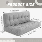 63 Inch Folding Bench Cushion, 4 Inch Thick 2-in-1 Convertible Long Floor Lounger Boneless Cushions Couch Mattress Upholstered for Yoga, Reading, Sleeping, Meditation Living Room(Light Grey)