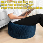 Asuprui Pouf Ottoman Unstuffed Ottoman Foot Rest Floor Pouf Round Pouf Seat Floor Bean Bag Chair Foldable Floor Chair Storage for Living Room Bedroom Navy Blue