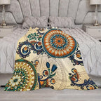 Bohemian Flower Throw Blanket Boho Mandala Floral Flowers Print Pattern Blanket for Sofa Bed Couch Chair Or Dorm 40"x50"