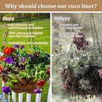 Legigo 4 Pack 12 Inch Hanging Basket Coco Liners Replacement, 100% Natural Round Coconut Coco Fiber Planter Basket Liners for Hanging Basket Flowers/Vegetables