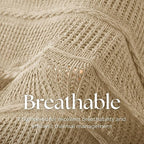 Boho Knitted Chenille Blanket with Tassels - Lightweight & Soft All-Season Throw - 3D Classic Pattern for Living Room Bedroom Couch, Sandy Beige, King 90"x108"