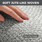 Kitchen Runner Rugs Non Slip Washable Anti Fatigue, Super Absorbent 0.4" Thick Cushioned Long Kitchen Mats for Floor, Jute-Look Sink Floor Mat Laundry Standing Mat, Easy Clean, Gray 17"x59"