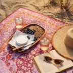 Boho Picnic Blankets 80''x 80'' Extra Large Beach Blanket Waterproof Sandproof Foldable Machine Washable Vintage Grass Lawn Park Mat for Family Camping Party Music Festival