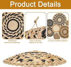 7 PCS Boho Wall Basket Decor, Handwoven Seagrass wall Hanging Baskets – Round Bohemian Wall basket for Farmhouse, Home, Room, Rustic Decor, Table Centerpiece (Black)