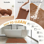 MIULEE Set of 2 Waffle Bathroom Rugs, Fall Boho Bath Rugs Non Slip Washable, Super Absorbent Bath Mats, Ultra Soft Rubber Backed Shower Mats for Bathroom Floor, Tub and Shower, Terracotta, 18x30 Inch