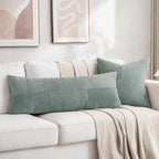 Fancy Homi 2 Packs Grey Blue Decorative Throw Pillow Covers 18x18 Inch for Couch Bed Sofa, Rustic Boho Farmhouse Home Decor, Soft Corss Corduroy Patchwork Textured Square Cushion Case 45x45 cm