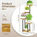 LASZOLA Black 5 Tiered Tall Plant Stand Indoor with Heavy Duty Wood Tray, Large Multi Level Vertical Planter Rack for Narrow Corner, Sturdy Rustic Tall Orchid Flower Shelving Holder for House Decor