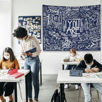 KJHL Quote You Are Wall Tapestry Blue Inspirational Classroom Kids Tapestries Wall Hanging Motivational Positive Affirmations Saying Aesthetic Tapestry for Bedroom Dorm