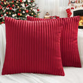 Simmore Decorative Throw Pillow Covers 20x20 Set of 2, Soft Natural Plush Flannel Double-Sided Fluffy Couch Pillow Covers for Sofa Living Room, Red