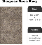 HUGEAR 3x5 Entryway Area Rug Retro Brown Small Rug Machine Washable Door Mat Vintage Floral Low Pile Carpet Vacuumable Distressed Throw Rug Entrance Kitchen Bedroom Bathroom Non Slip Lightweight