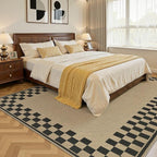 8x10 Jute Rug for Living Room: Farmhouse Carpet Indoor Outdoor Washable Non Slip Area Rug for Bedroom Patio Backyard Dining Room Table Home Office - Checkered Brown