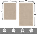 MIULEE Set of 2 Waffle Bathroom Rugs, Boho Bath Rugs Non Slip Washable, Super Absorbent Bath Mats, Ultra Soft Rubber Backed Shower Mats for Bathroom Floor, Tub, Pale Beige, 17"x24"+18"x30"
