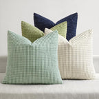 MIULEE Modern Farmhouse Decorative Spring Pillow Covers 18x18 Inch Set of 4 Natural Rustic Throw Pillows Neutral Warm Soft Corduroy Couch Pillowcases Home Decor for Sofa Living Room Bed Muted Teal
