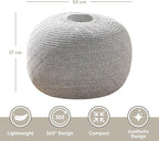 English Home Large Ottoman Foot Stool, Knitted Foot Rest, Round Pouf Chair, Modern Living Room Furniture Bean Bag, Room Decor, Bedroom Footstool, Boho Pouffe, Home Decor Poof, 20" W x 15" H, Gray
