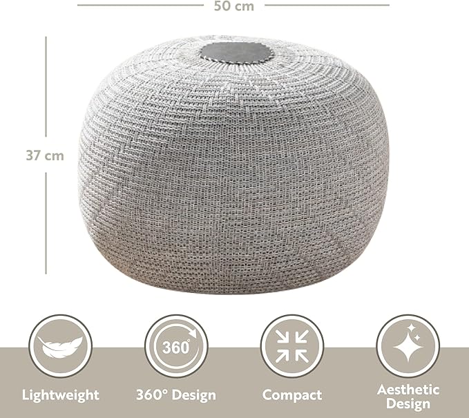 English Home Large Ottoman Foot Stool, Knitted Foot Rest, Round Pouf Chair, Modern Living Room Furniture Bean Bag, Room Decor, Bedroom Footstool, Boho Pouffe, Home Decor Poof, 20" W x 15" H, Gray