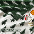 Floral Chenille Throw Blanket 50 x 60'' Farmhouse Vintage Boho Flower Blanket Soft Throw for Couch Bed Sofa Chair Living Room Outdoor Woven Decorative Home Gift(Brown)(Christmas Tree,Green)