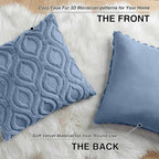 decorUhome Cozy Textured Throw Pillow Covers 20x20 Inch Set of 2, Soft Plush Faux Wool Dusty Blue Accent Couch Pillow Covers for Modern Farmhouse Sofa Bed Living Room