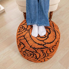 Asuprui Fluffy Flower Pouf Ottoman Cover Only – 20"x14" Round Plush Fuzzy Pouf Shell for Footrest, Stool or Floor Seat, Soft Removable Home Decor (No Insert Included) (Burnt Orange)