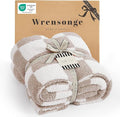 WRENSONGE Checkered Throw Blanket, Taupe Microfiber Soft Cozy Fluffy Warm Hand Made Throw Blankets for Couch, Sofa, Chair, Bed, Camping, Picnic, Travel Lightweight Bed Blanket - 50"*70"