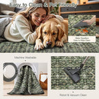 Lofus 10x14 Area Rug for Living Room,Green Washable Large Rugs with Non-Slip Backing,Soft Boho Carpets for Bedroom Dining Room Home Office Indoor Nursery