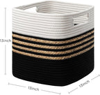 UBBCARE Set of 4 Storage Cubes 13 X 13 X 13 in, Water Hyacinth Storage Bins for Shelves, Toys, Book, Storage Baskets with Handles, Cotton Rope Woven Baskets for Organizing, Black