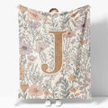 JXREQ Throw Blanket Initial Letter J Personalized Monogrammed Gifts for Women Teen Girls Frends, Boho Floral Throw Blankets for Bed Sofa Living Room Office, 50x60 Inch