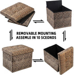 ALASDO Ottoman Storage Ottoman Footrest Stool Foldable Foot Rest Footstool Bench for Living Room 17x13x13inches Leopard Print