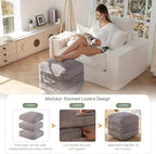 HIGOGOGO Pouf Ottoman Stuffed Square Modern Foam Filled Foot Rest Poufs 20 X 18 Inches Modular Ottomans Separated Into Floor Cushions for Living Room Chair Decorative Stool, Grey