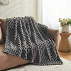 NEWCOSPLAY Super Soft Twin Blanket Grey Premium Silky Flannel Fleece 3D Clouds Stylish Jacquard Lightweight Bed Blanket All Season Use 350GSM (Grey, Twin(60"x80"))