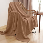 PHF 100% Cotton Muslin Throw XL Blanket Large 50" x 70", 4-Layer Lightweight Gauze Throw, Breathable Cloud-Soft Minimalist Blanket for Bed, Couch, Camping & Baby, Coco Brown, Ideal Gift