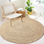 Chardin home Hand Woven Natural Jute Braided Rug – 4' Round | Rustic Boho Farmhouse Reversible Accent Rug for Entryway, Kitchen, Nursery, Dining Room, Study, or Patio | Solid Natural Fiber Rug
