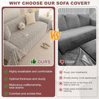 ROOMLIFE Striped Boho Black Couch Cover for 2-3 Cushion Sofa, Fuzzy Plush Warm Sofa Slipcovers Sectional Sofas Covers, Non Slip Washable Furniture Protector Soft with Tassel,Winter 71''X150”