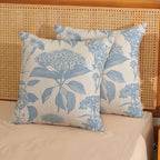 Baby Blue Pillow Covers 18x18 Set of 2 Vintage Boho Floral Hydrangea Herbs Botanical Throw Pillows Outdoor Flower Decoration Pillowcase Linen Farmhouse Cushion Case Decorative for Couch Sofa
