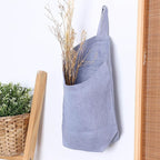 100% Linen Hanging Bags - 2 Pcs, Small Wall Storage Baskets for Kitchen, Bedroom, RV, Camper Organizer, Sewing Room, Nursery, Kids Room, Blue