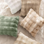 MIULEE Faux Fur Pillow Covers Thick Soft Plush Lumbar Throw Pillows Luxury Spring Home Decor for Couch Bed Chair Bedroom Living Room Sofa,12x20 Inch Pack of 2 Beige
