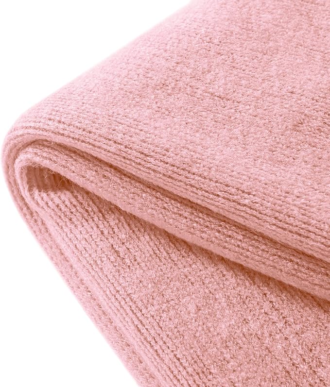 Homiest Decorative Knitted Throw Blanket with Fringe, Lightweight Acrylic Knit, Soft & Cozy Tassel Blanket for Couch, Sofa, Bed (Baby Pink, 50 x 60 Inch)