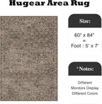 HUGEAR Area Rug 5x7 Retro Brown Machine Washable Living Room Rugs Distressed Vintage Floral Vacuumable Low Pile Carpet Bedroom Office Dining Room Laundry Room Non Slip Soft Lightweight