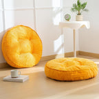 HIGOGOGO Floor Pillow Cushion for Adults, Meditation Cushion Pillow, Large Round Floor Sitting, Tufted Corduroy Cover, for Tatami Living Room or Yoga, 22x22 Inch, 2Pack, Orange