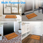 PLUS Haven Coco Coir Door Mat with Heavy Duty Backing, Welcome Doormat, 17.5”x30” Size, Easy to Clean Entry Mat, Beautiful Color and Sizing for Outdoor and Indoor uses, Home Décor