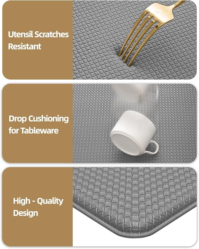 Color&Geometry Anti Fatigue Cushion Kitchen Mat for Floor -17"x59",Easy Clean, Water & Oil Proof, Anti Slip, Foam Rubber Runner Rug for Front Sink Comfort Standing,Grey