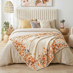 Lahome Floral Fleece Blanket for Women Girls Dorm Boho Decor, Small Throw Blanket for Couch Bed Chair Cover, Decorative Fleece Blanket Throws Mom Gift Spring Home Decor,Orange Wild Flower 50x60
