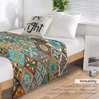 Boho Floral Throw Blanket Mandala Colorful Bohemian Flowers Art Pattern Blanket for Sofa Bed Couch Chair Or Dorm 60"x80"