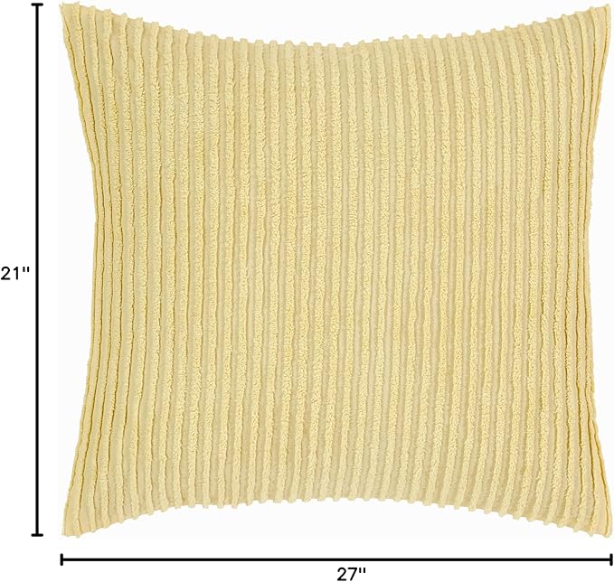Better Trends Jullian Collection is Super Soft and Light Weight in Bold Stripes Design 100% Cotton Tufted Unique Luxurious Machine Washable Tumble Dry, Euro Sham, Yellow